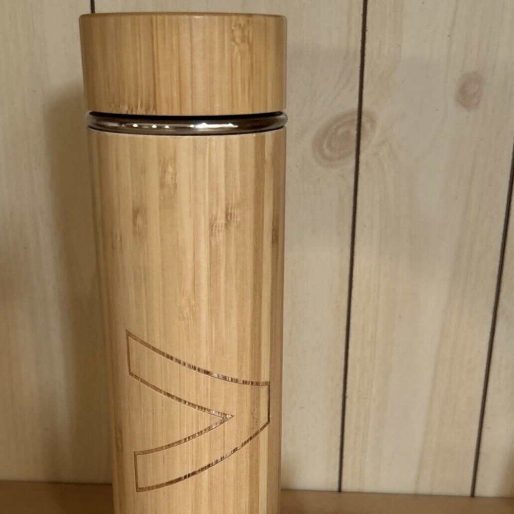 Accenture Bamboo Water Bottle Infuser Tumbler Stainless Steel Thermo 16 Oz. NEW